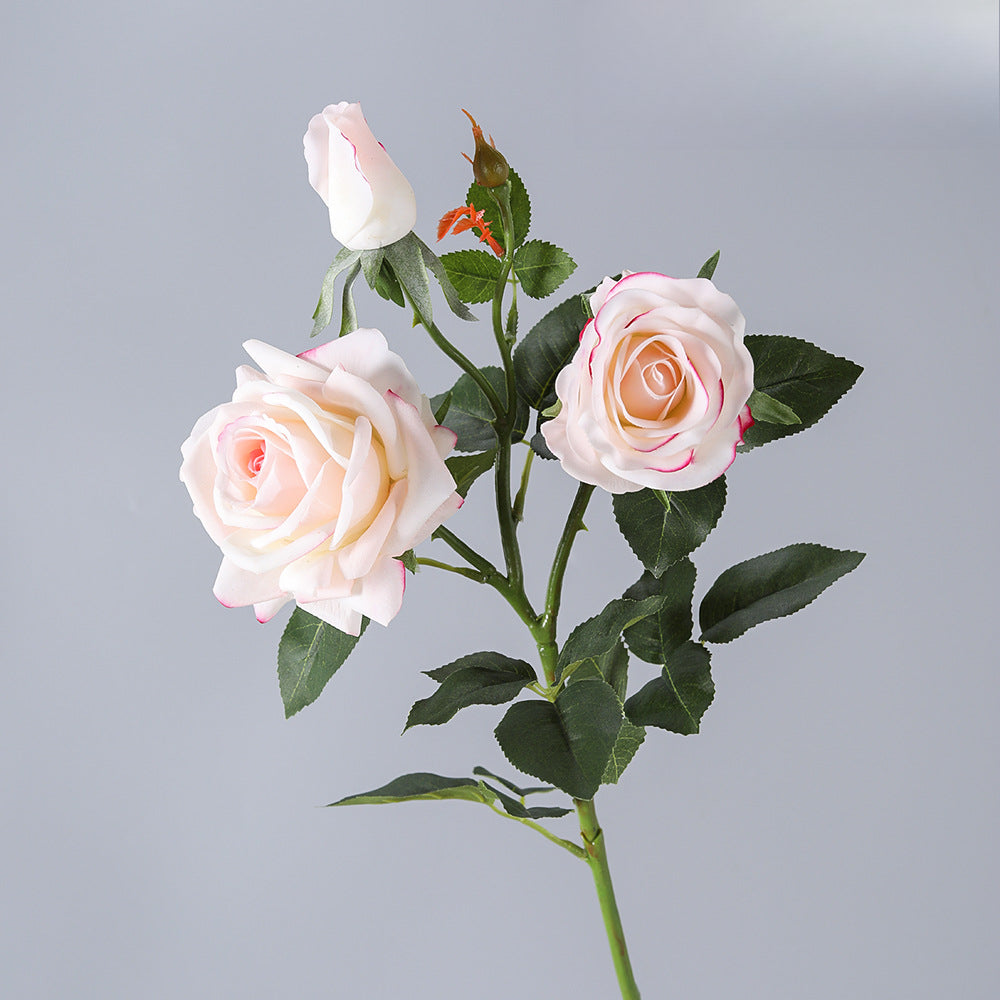Concubine Rose, 3 heads, real texture artificial flower, 22090101