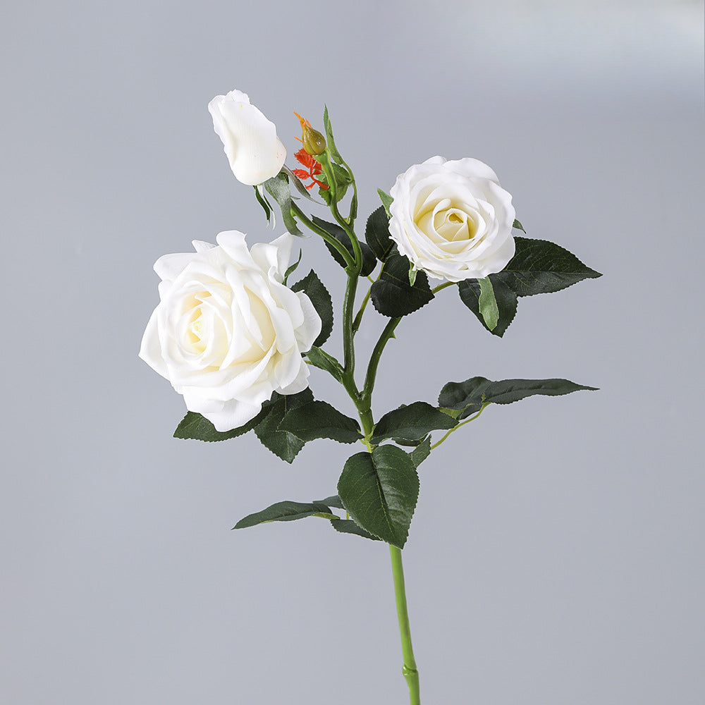 Concubine Rose, 3 heads, real texture artificial flower, 22090101