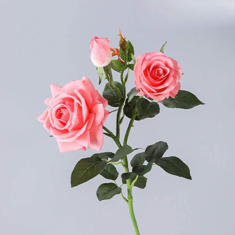 Concubine Rose, 3 heads, real texture artificial flower, 22090101