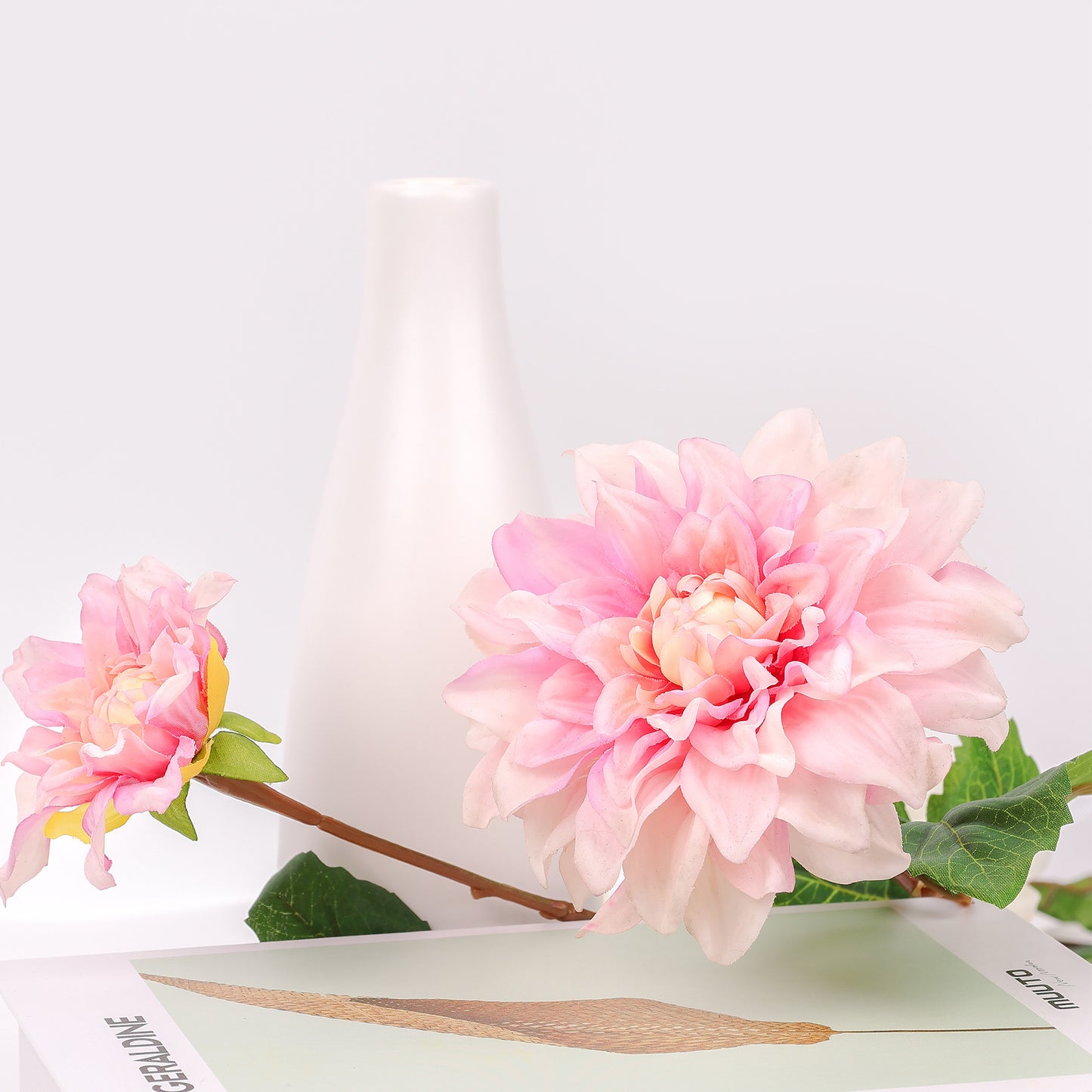Dahlia pinnata, 2 heads, MQO 100 each color, real texture artificial flower, 502D