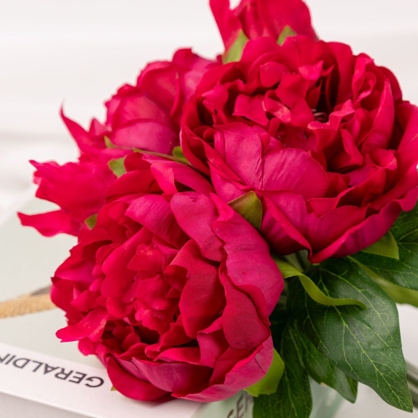Peony, 5 heads, MOQ 100 each color, real texture artificial flower, 3405P
