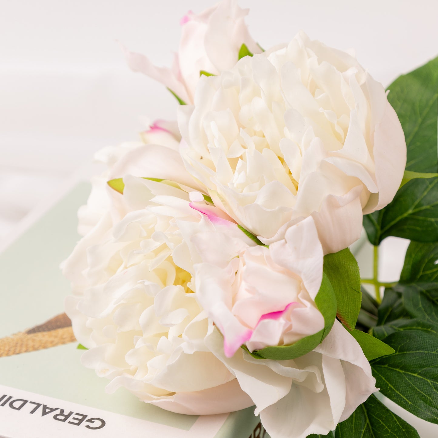 Peony, 5 heads, MOQ 100 each color, real texture artificial flower, 3405P