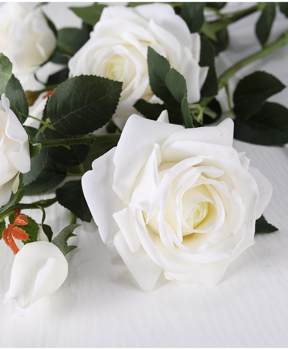 Concubine Rose, 3 heads, real texture artificial flower, 22090101