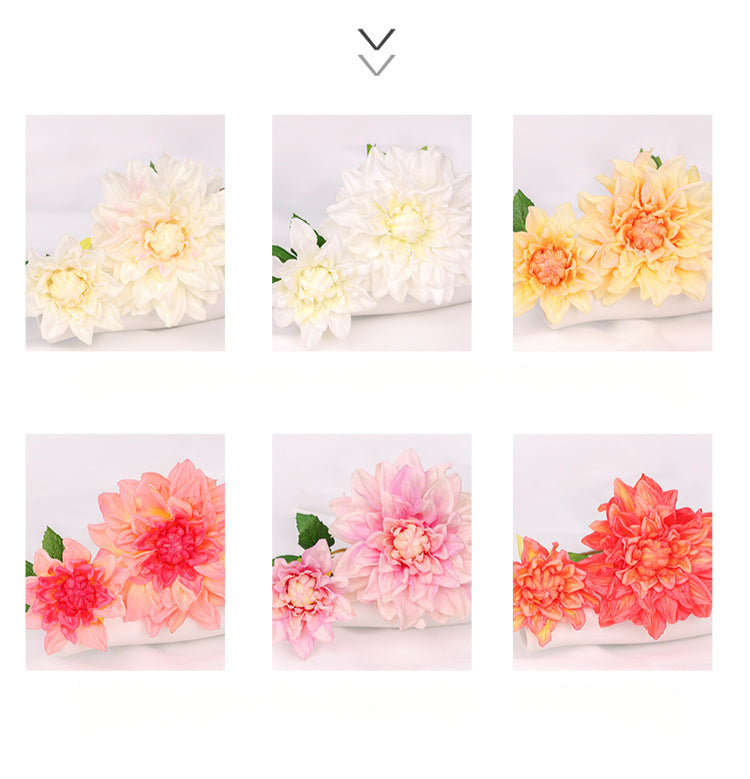Dahlia pinnata, 2 heads, MQO 100 each color, real texture artificial flower, 502D