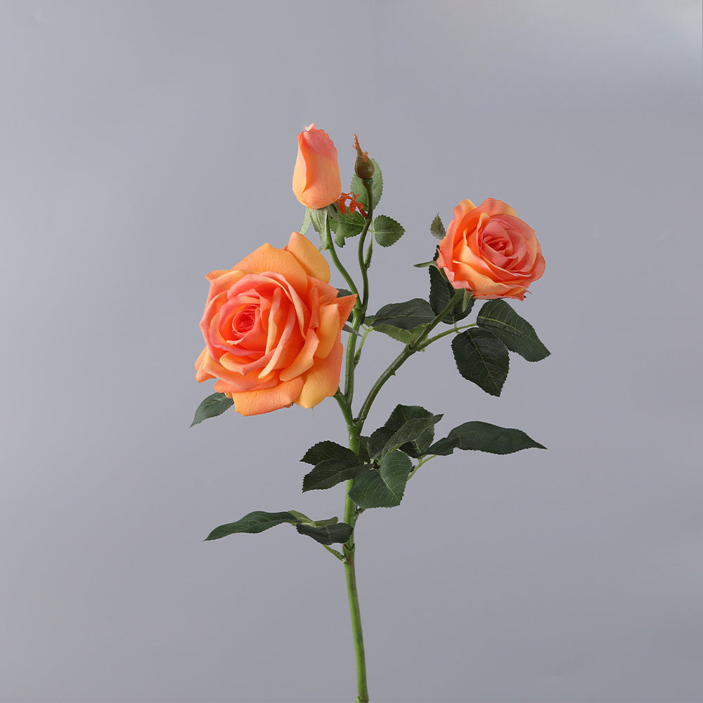 Concubine Rose, 3 heads, real texture artificial flower, 22090101