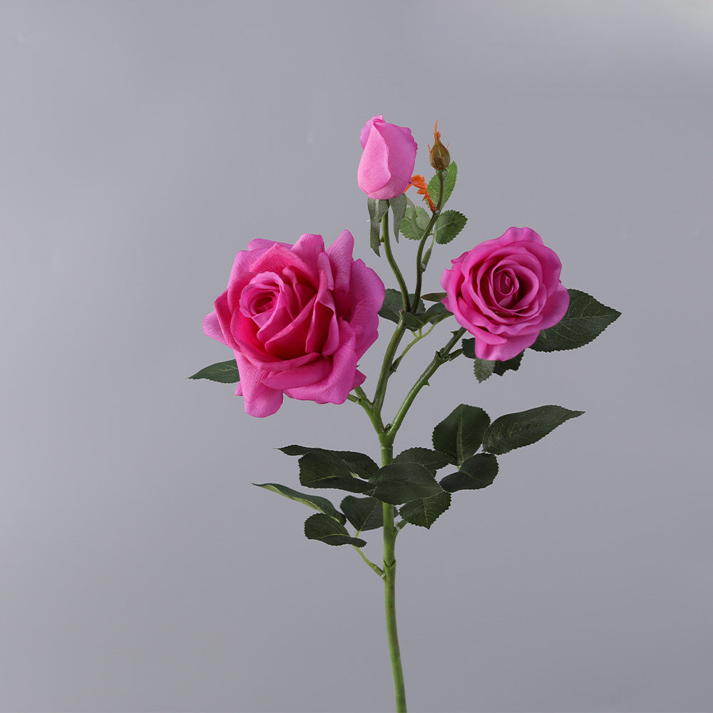 Concubine Rose, 3 heads, real texture artificial flower, 22090101
