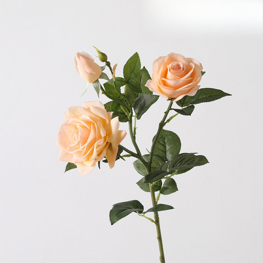 Concubine Rose, 3 heads, real texture artificial flower, 22090101