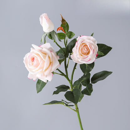 Concubine Rose, 3 heads, real texture artificial flower, 22090101