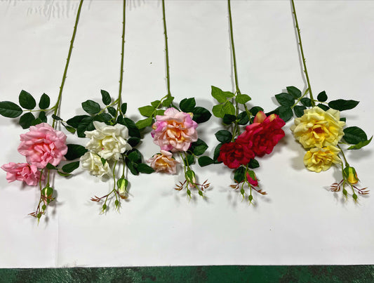 Rose, Jasmine Rose, 3 head, MOQ 1000 each color, real texture artificial flower, 3037R