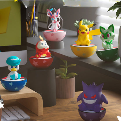 Pokémon Tumbler Figures Set / Pikachu, Gengar, Sylveon, Sprigatito, Quaxly, and Fuecoco!
