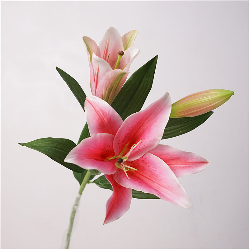 Lily, 3 head, large, real texture artificial flower, 519783