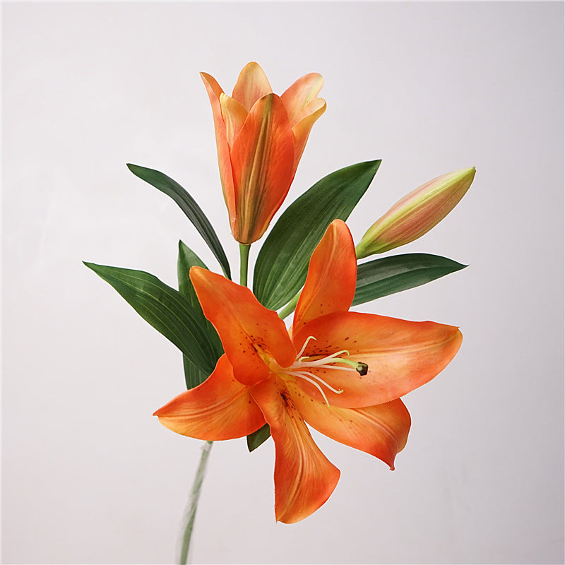 Lily, 3 head, large, real texture artificial flower, 519783