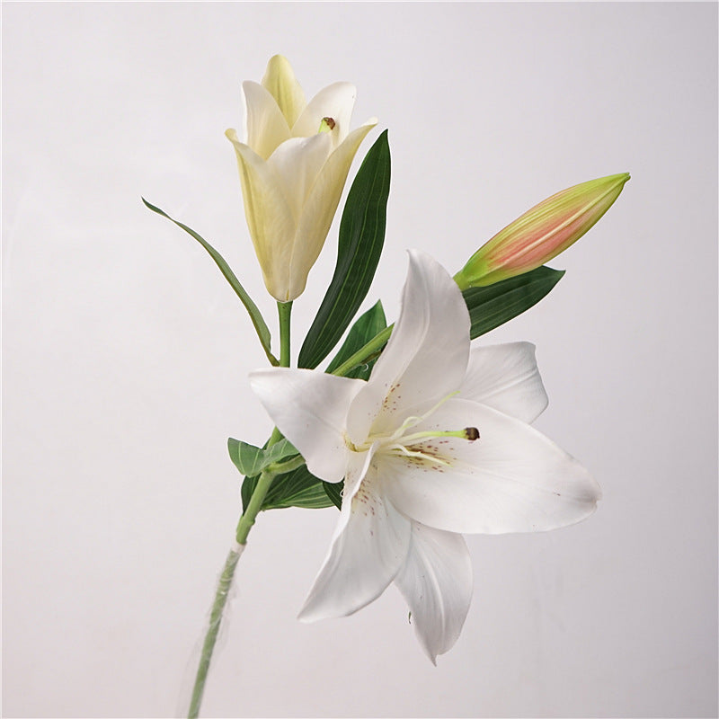 Lily, 3 head, large, real texture artificial flower, 519783