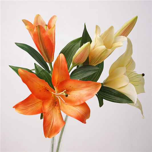 Lily, 3 head, large, real texture artificial flower, 519783
