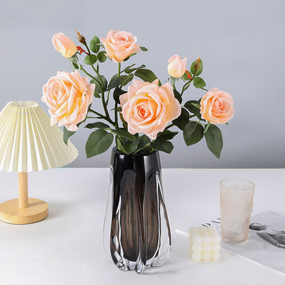 Concubine Rose, 3 heads, real texture artificial flower, 22090101