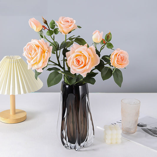 Concubine Rose, 3 heads, real texture artificial flower, 22090101